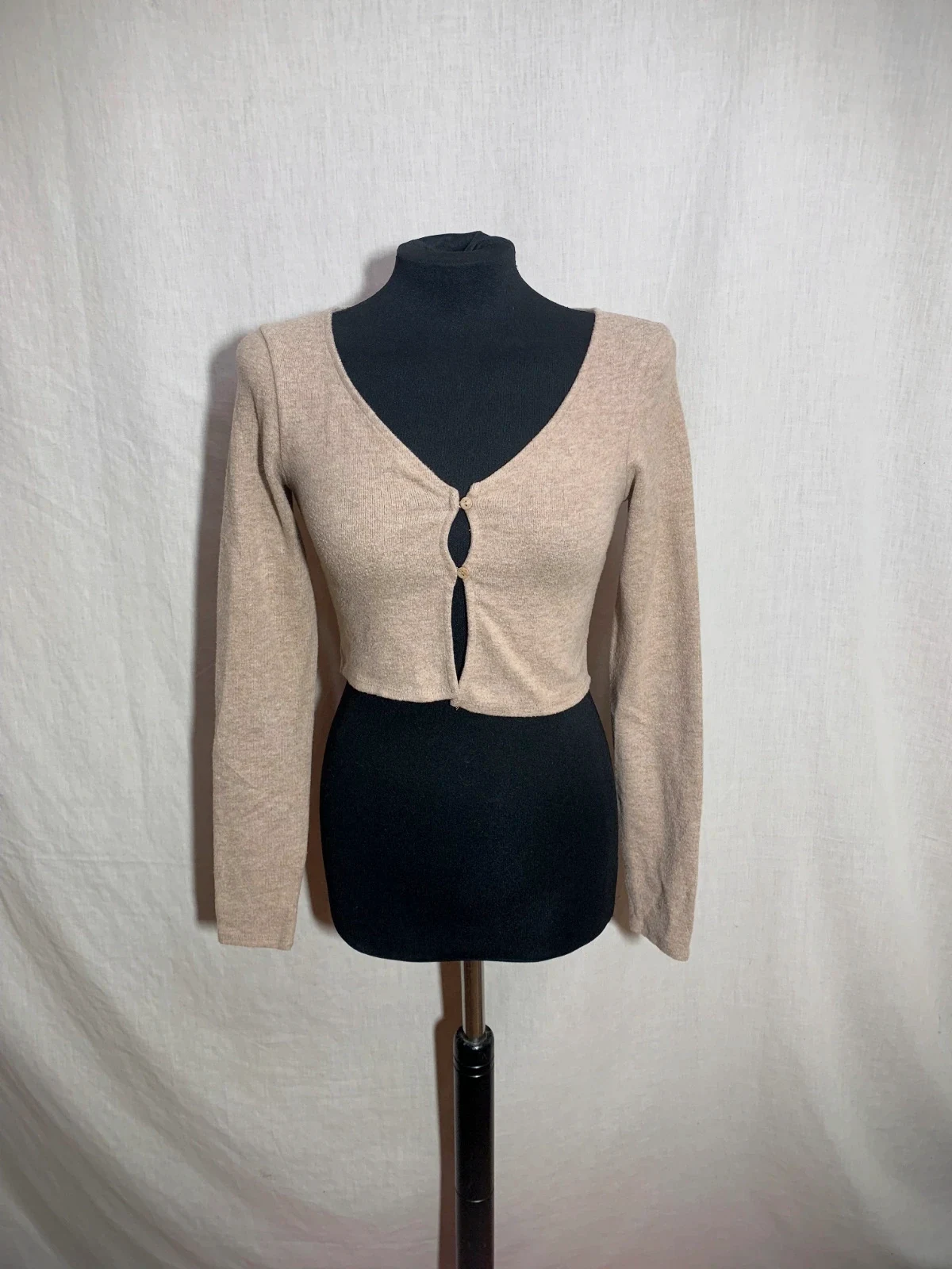 Rebeca cropped beige | Beige cropped knit cardigan | Stradivarius – Stradivarius – taille S / 36 / 8