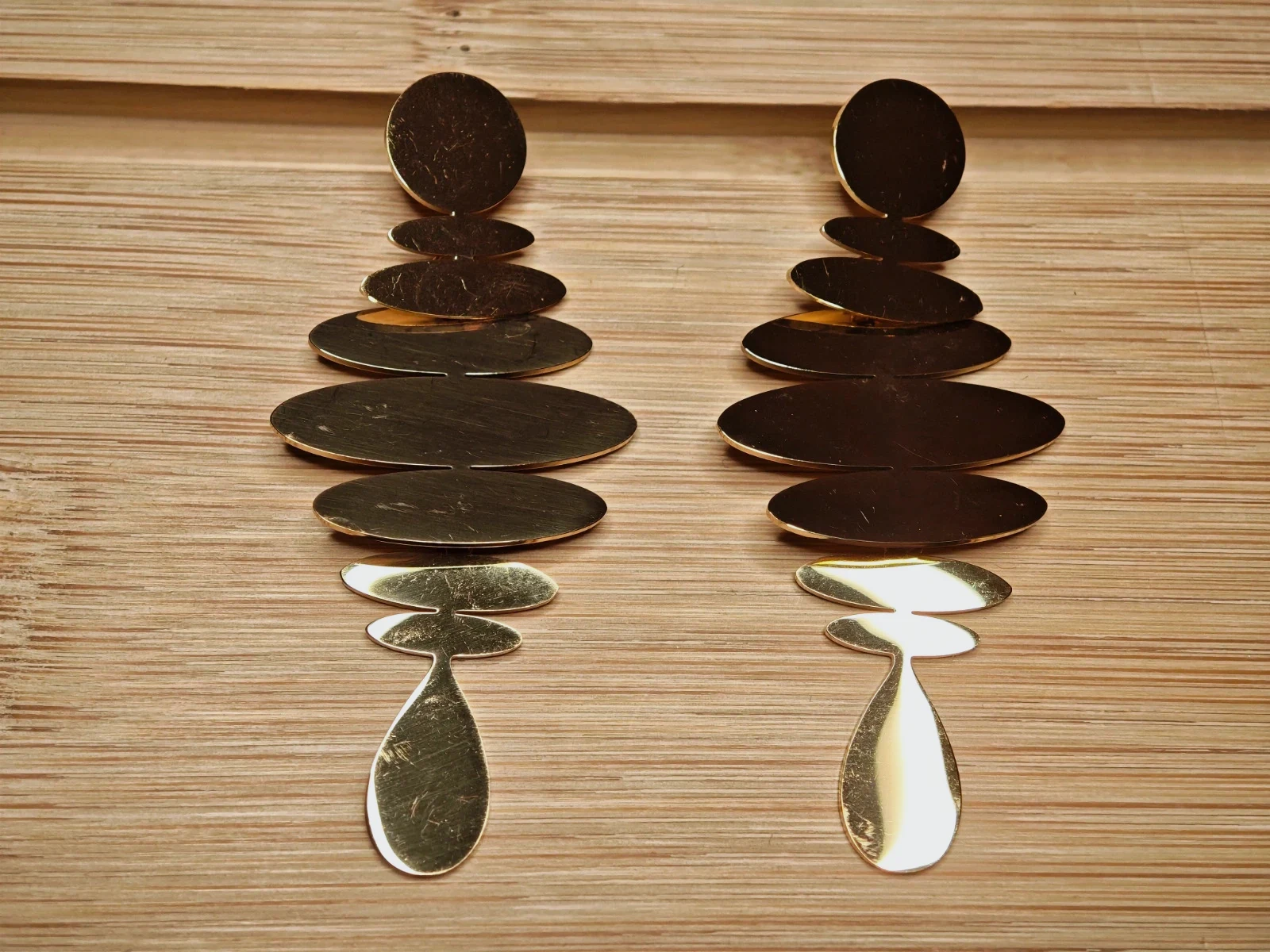 Boucles d'oreilles acier inoxydable doré oversize abstrait waterproof statement femme