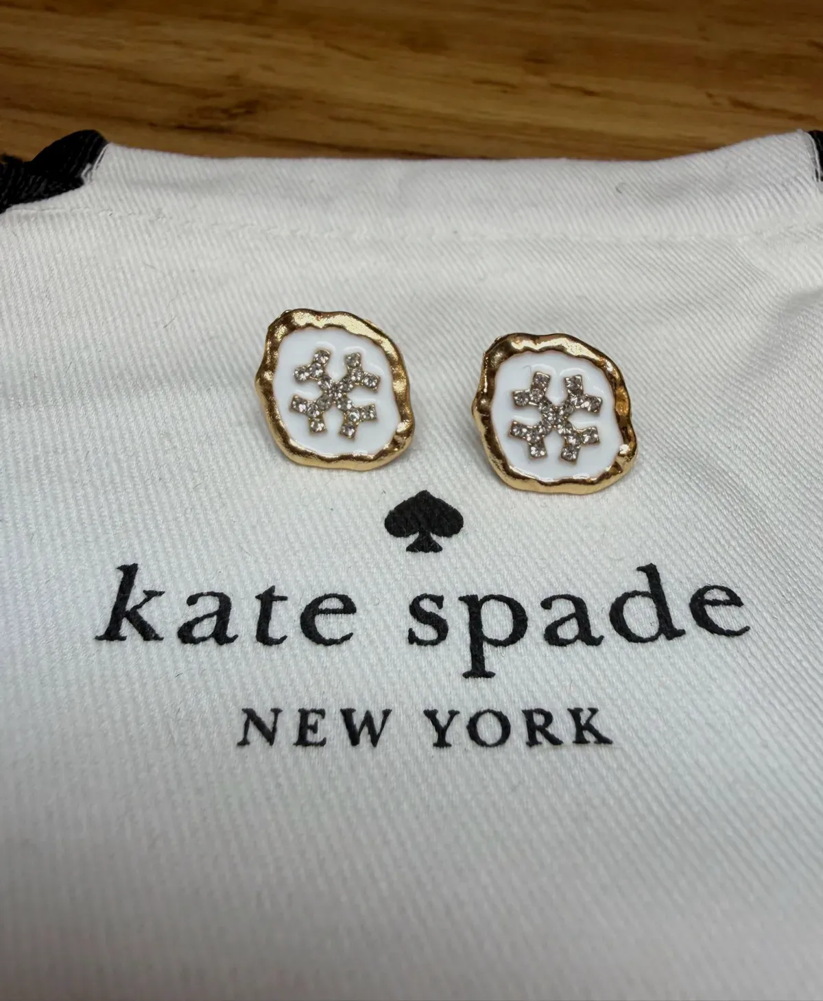 Boucles d'oreilles Kate Spade flocon strass – kate spade – blanc et doré – taille Taille unique 2