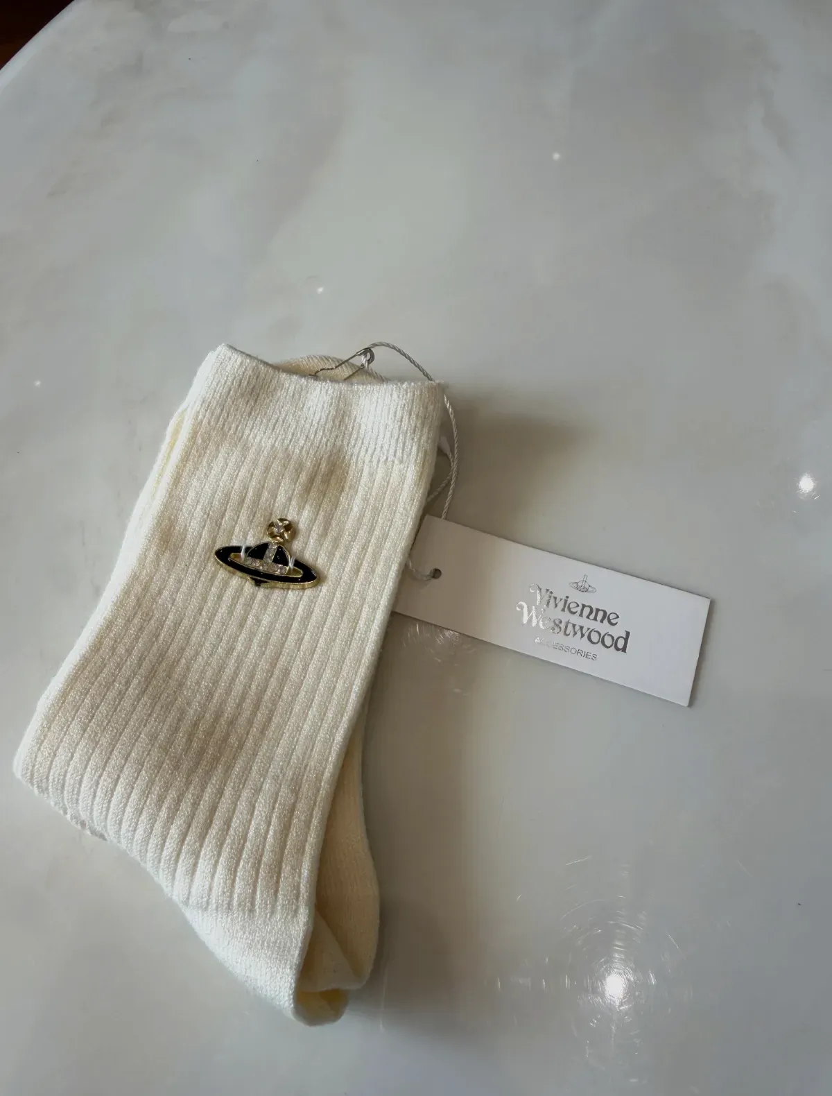 Chaussettes Vivienne Westwood en maille côtelée – Vivienne Westwood – écru – taille Taille unique 5