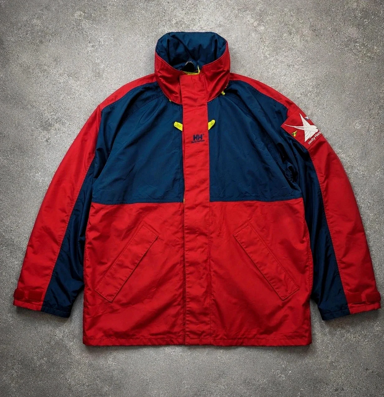 Veste Imperméable Helly Hansen Homme S Oversize Rouge Bleu Capuche Sailing Nautique Vintage