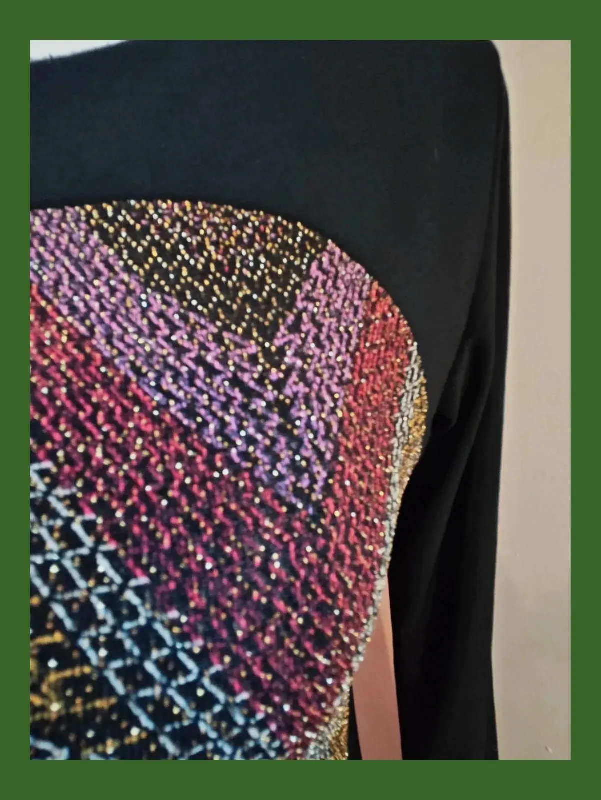 🌺Vestido negro con estampado con brillos de varios tonos en la parte delantera – Festa – taille M / 38 / 10 4