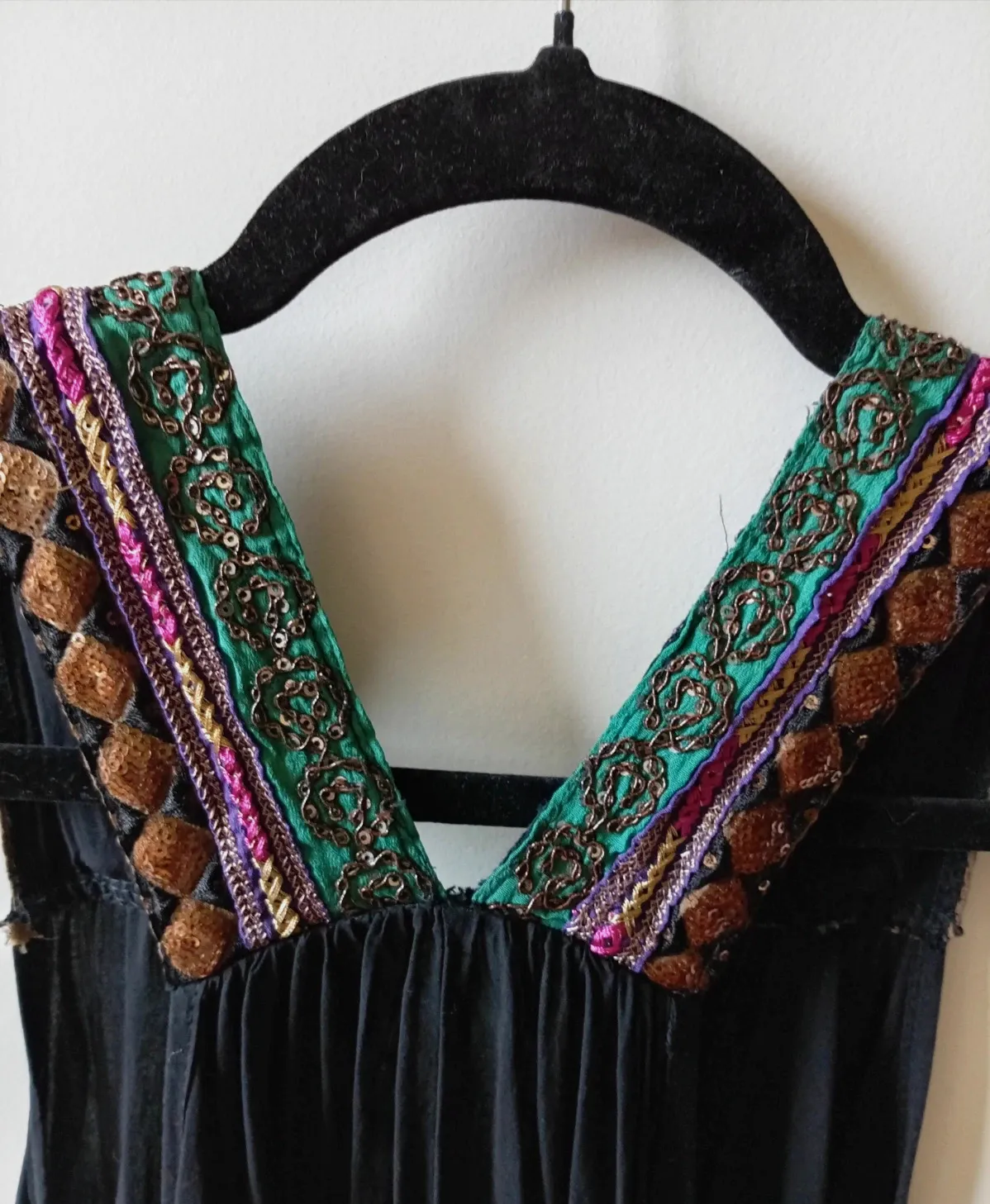 Vestido Negro Boho Chic / Étnico Summer Dress Talla Única / M L – Made In Spain – taille Taille unique 5