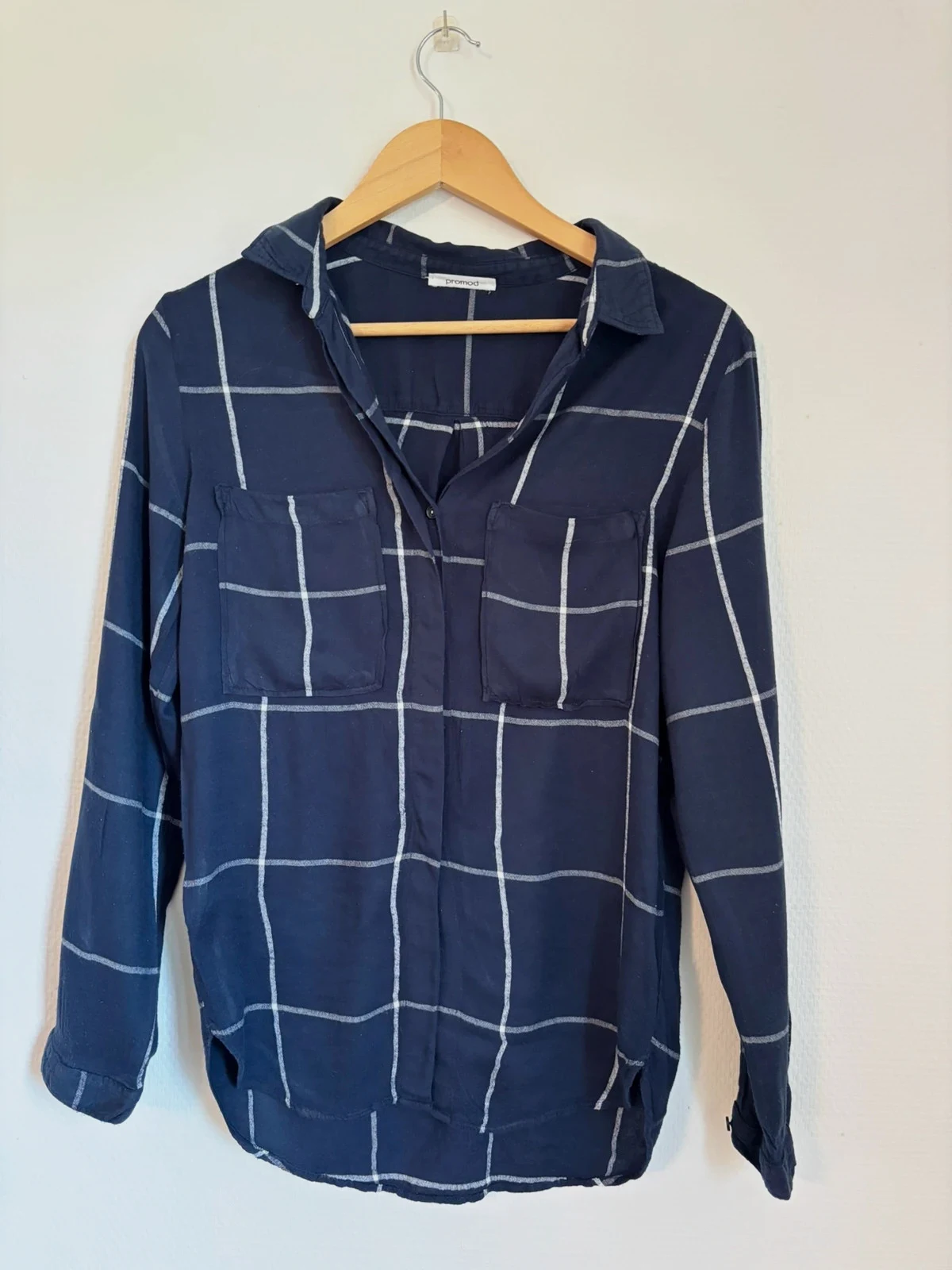Chemise fluide à carreaux bleu