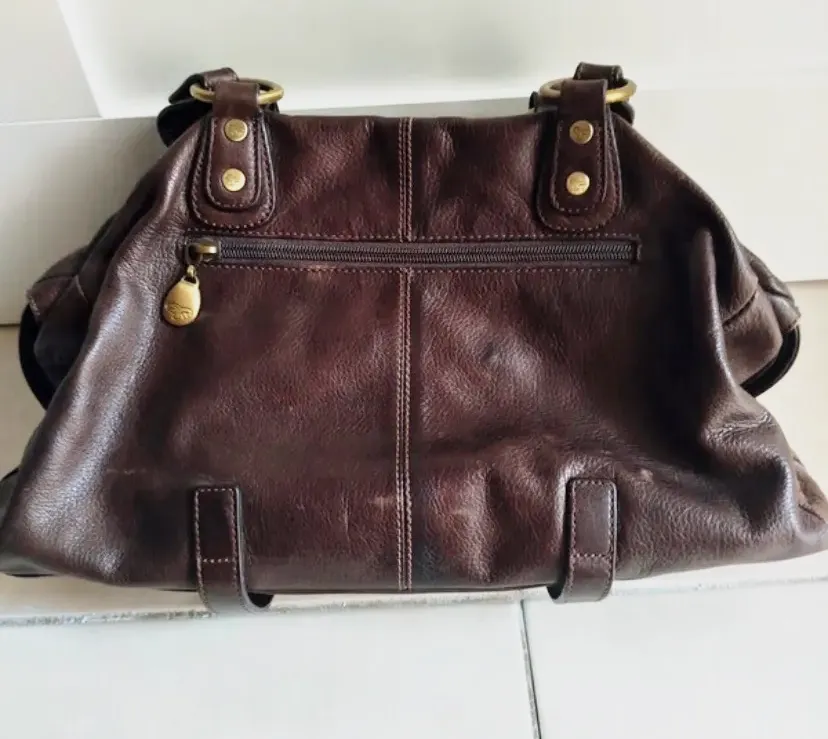 Sac à main cuir marron vintage – bon – marron foncé – taille Taille unique 2