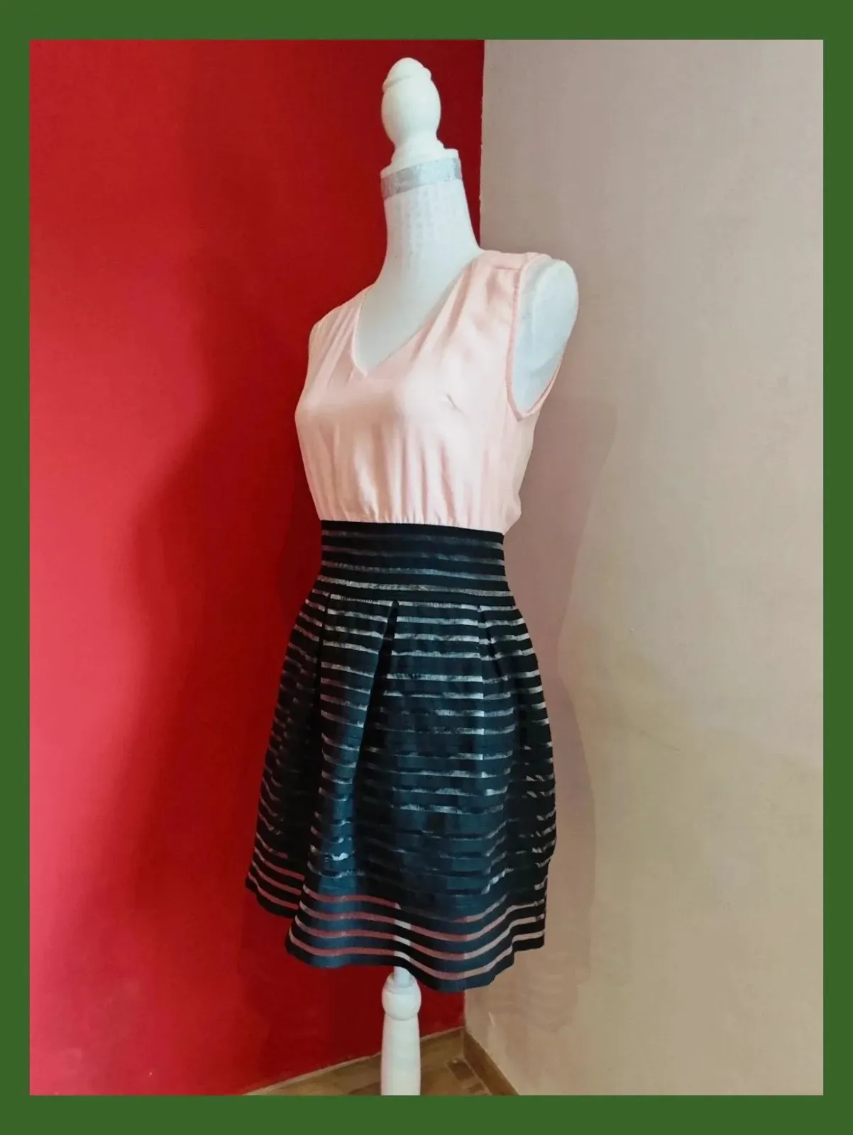 🌺 Precioso vestido para eventos rosa arriba y falda negra con transparencias – Allyson – taille M / 38 / 10 2