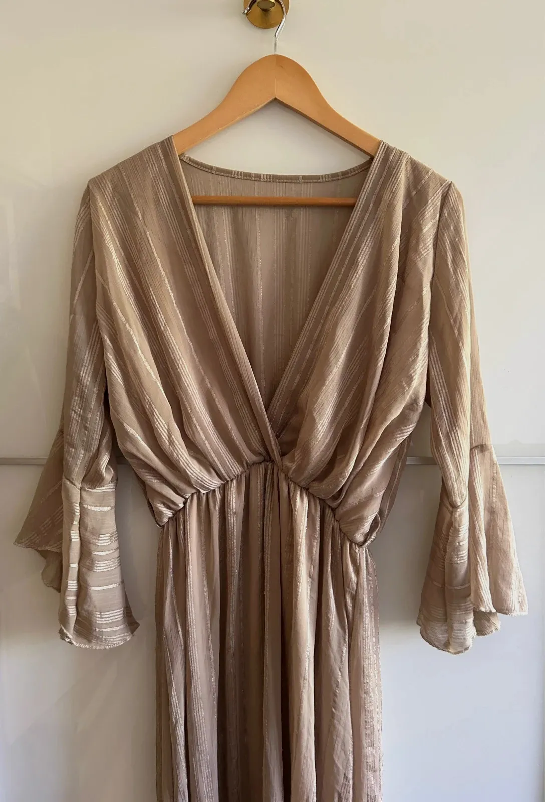 Robe longue satinée beige champagne 38/40 - fluide chic - Made in France – boutique indépendante – taille M / 38 / 10 3