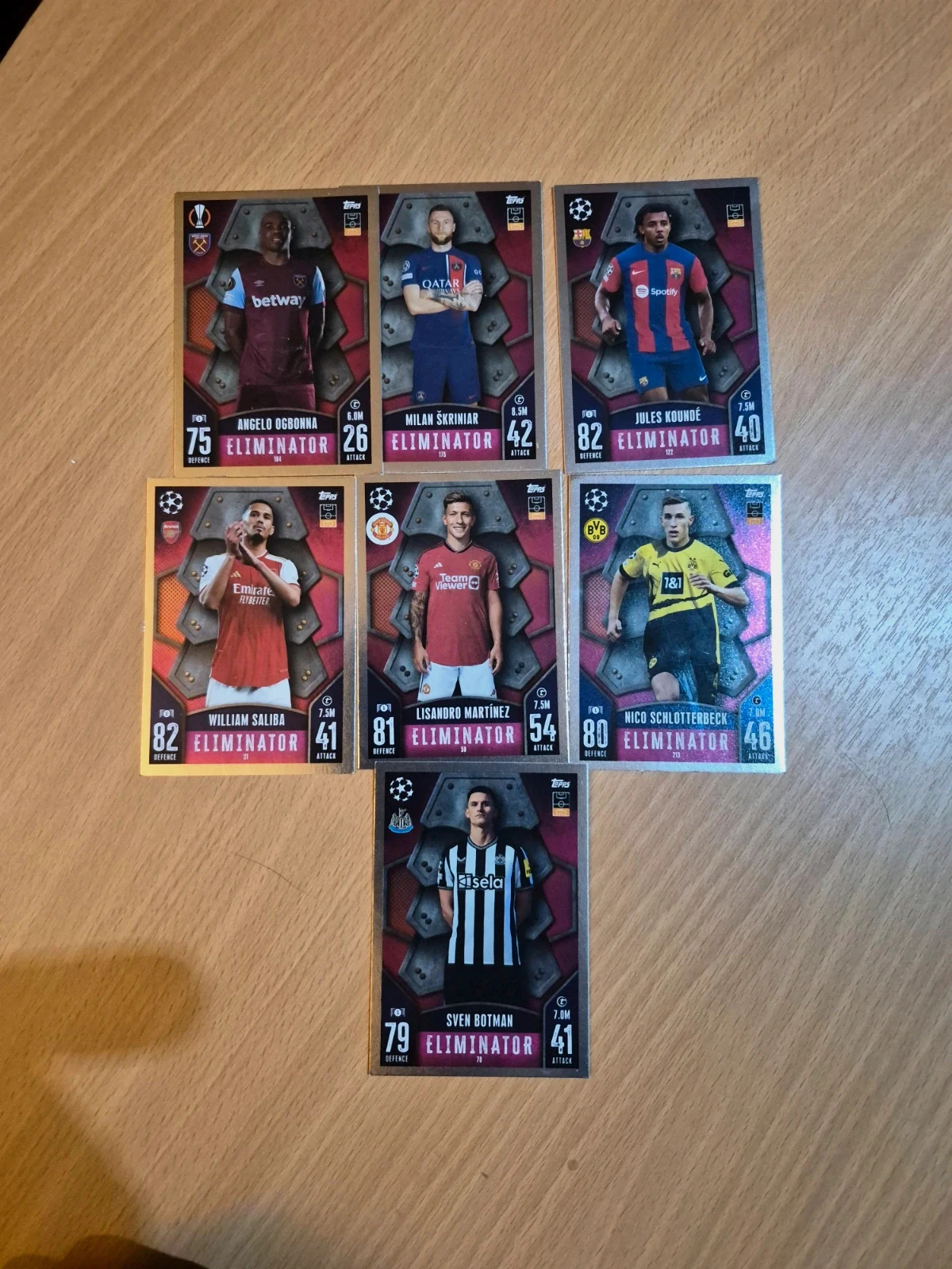 Lot de 7 cartes topps Eliminator