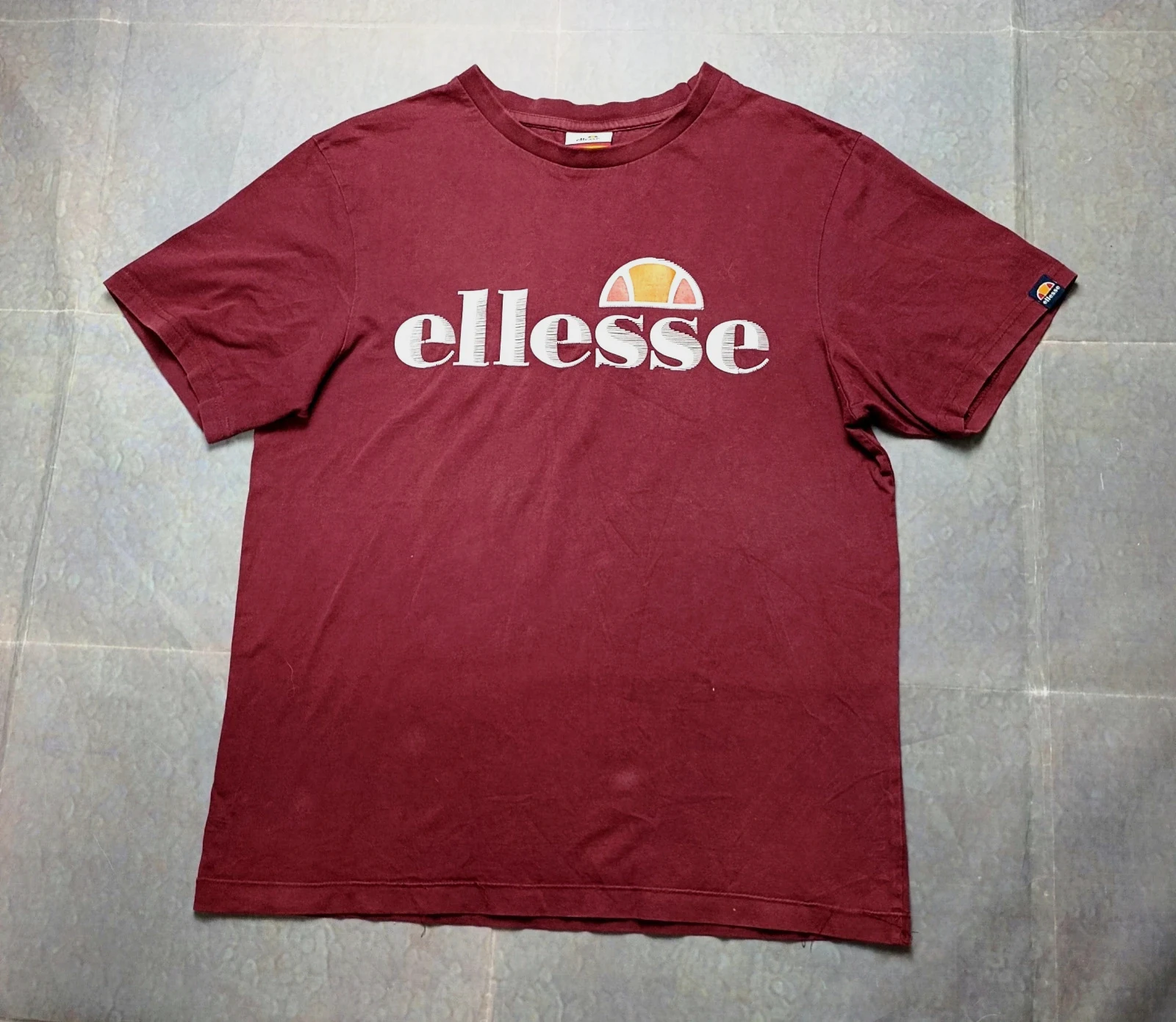 Ellesse Burgundy Graphic Logo T-Shirt - Size S