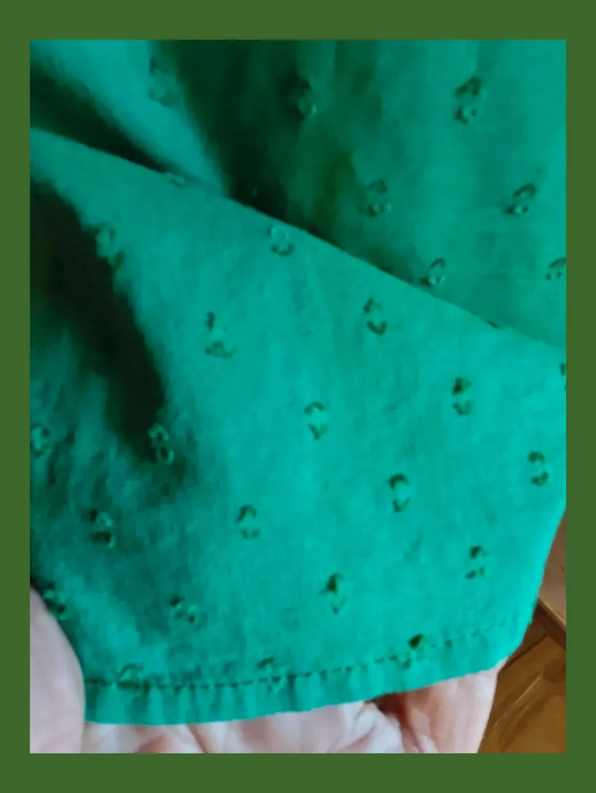 🌺 Blusa verde de algodón con pespuntes en el pecho, de Amichi – Amichi – taille L / 40 / 12 5