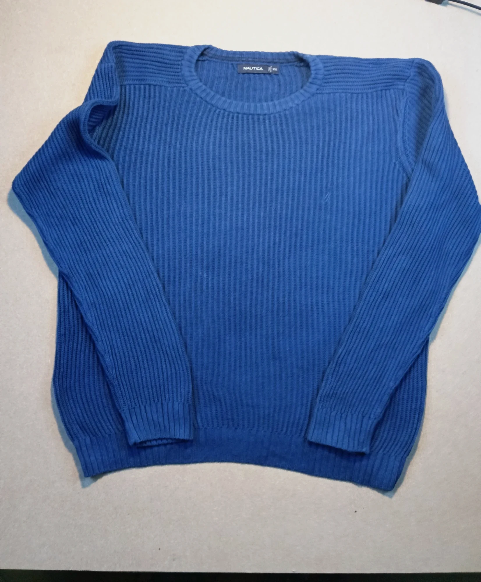 Pull col rond en maille Nautica bleu