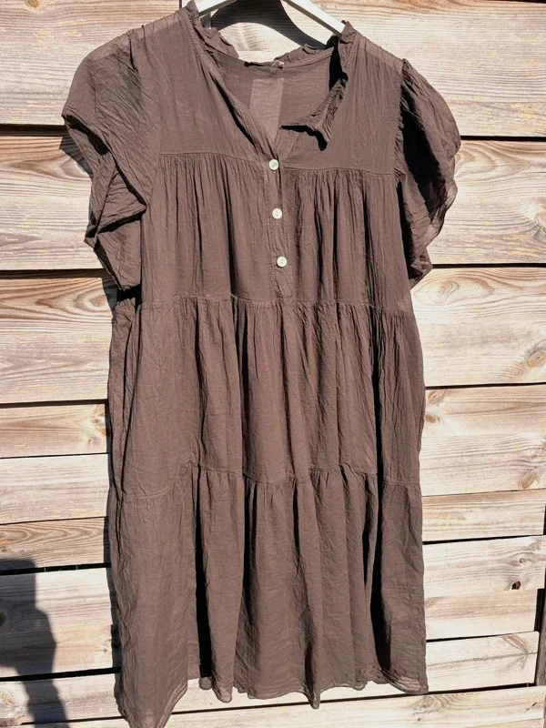 🤎Robe voile de coton chocolat 36/44