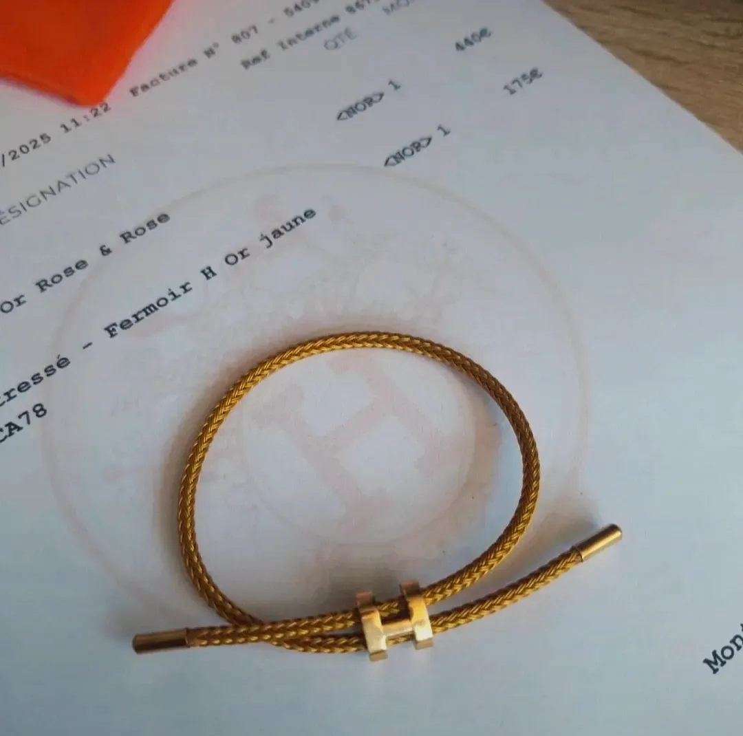 Bracelet jonc tressé doré fermoir H – Hermès – doré – taille S 7