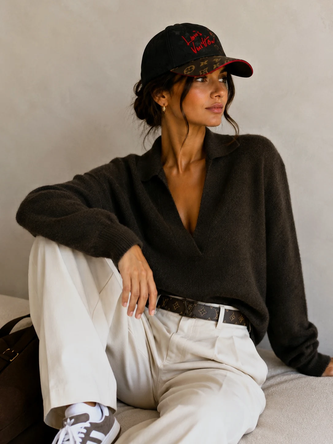 Casquette Louis Vuitton noire monogrammée