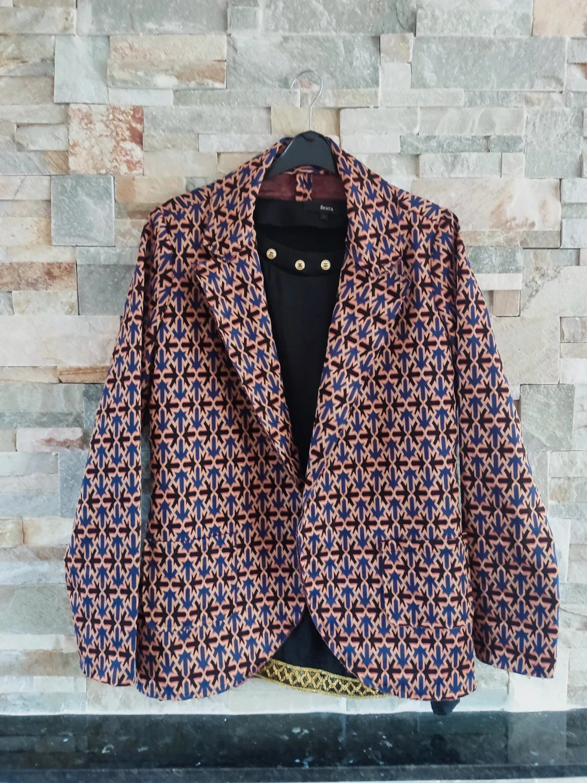 🔥Blazer de punto con original estampado multicolor, talla L