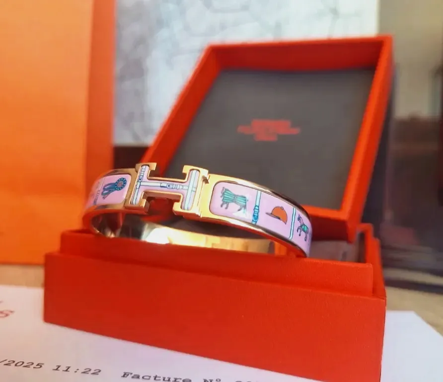 Bracelet Hermès Clic H - Or rose GM – Hermès – rose poudré – taille Taille unique 2