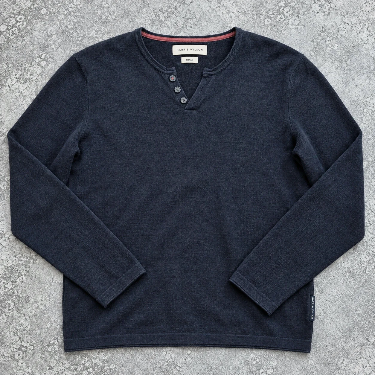 Harris Wilson Rica – Pull col tunisien Henley coton laine bleu marine L – Casual chic