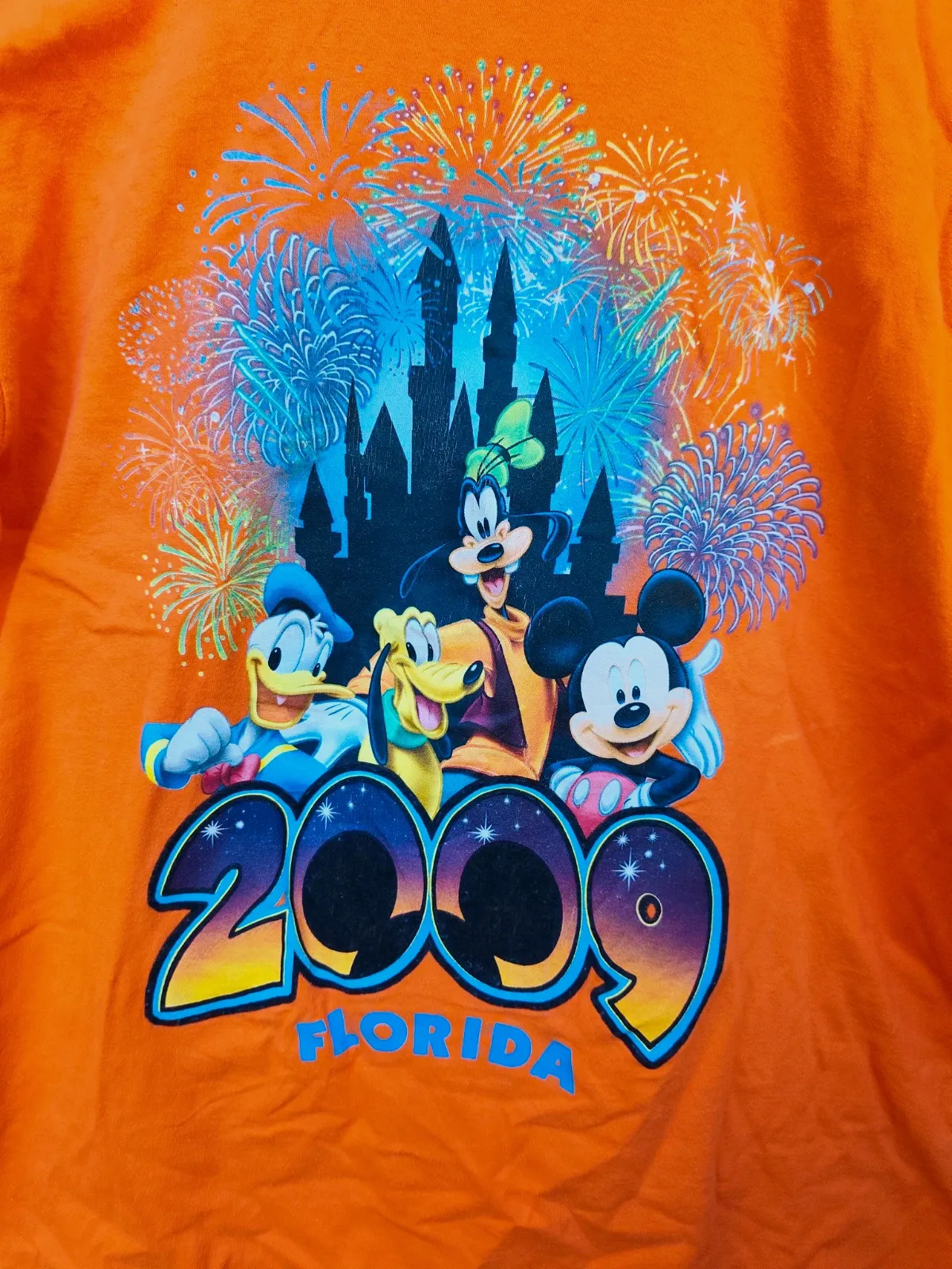 T-shirt Disney Mickey Dingo Donald Pluto orange 2009 – Disney – orange – taille XL 2