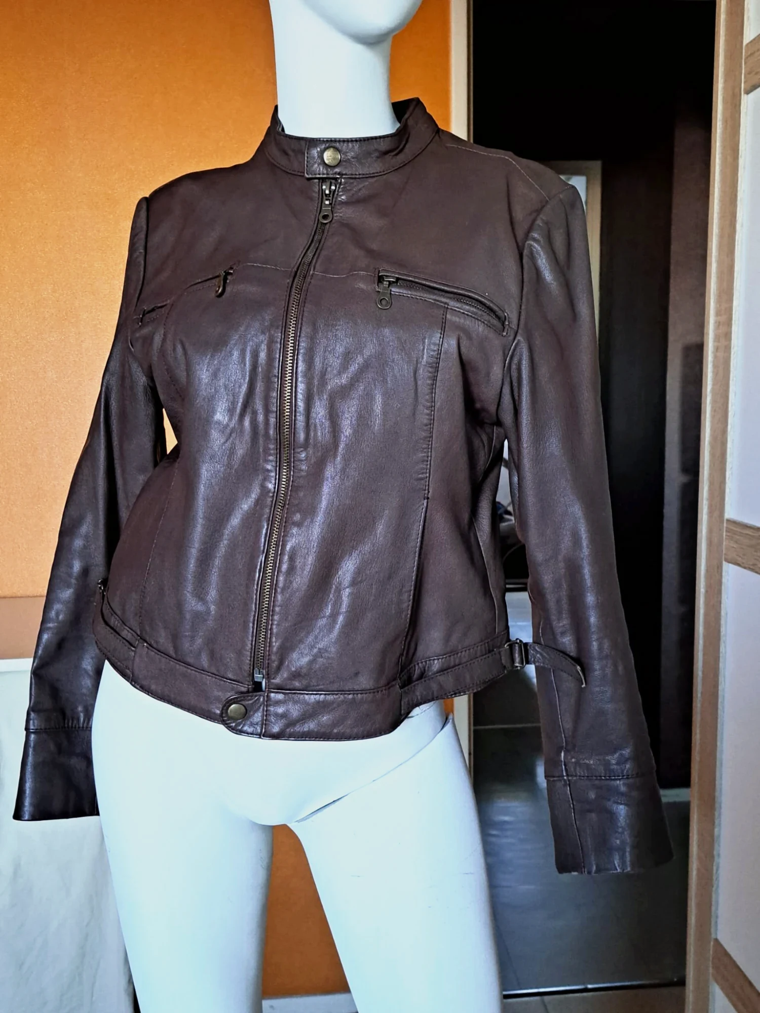 Veste en cuir femme – Soft Grey – Soft Grey – taille L
