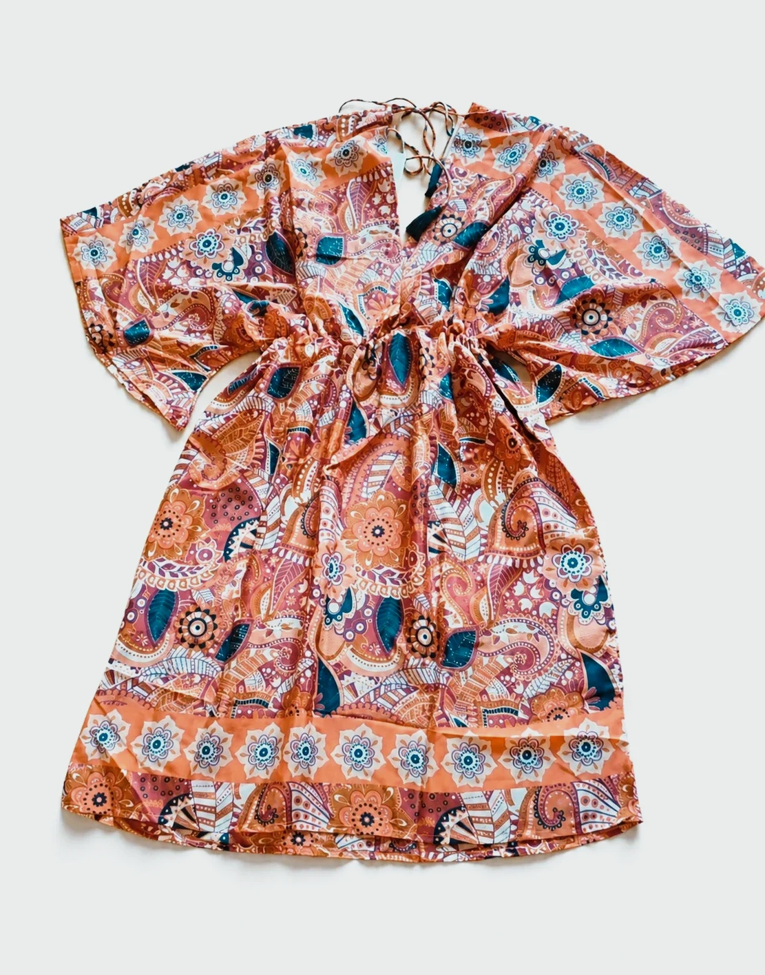 Vestido boho estampado talla única | Ajustable con cinturón