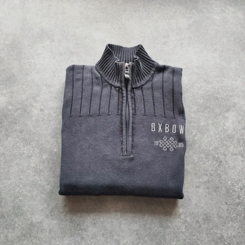 Pull col montant zippé Oxbow gris anthracite