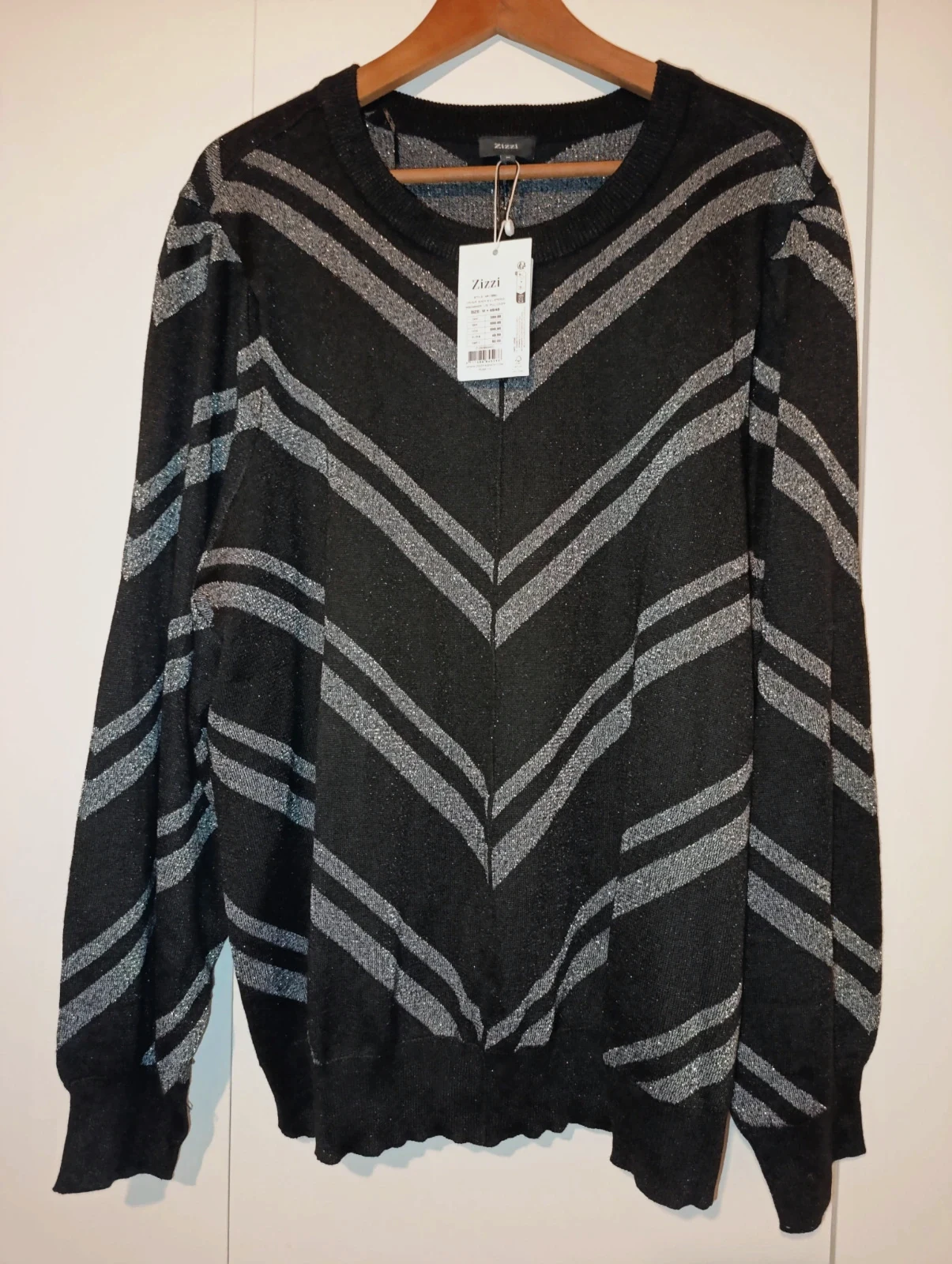 Suéter Oversize negro y gris plateado Zizzi talla M/2XL