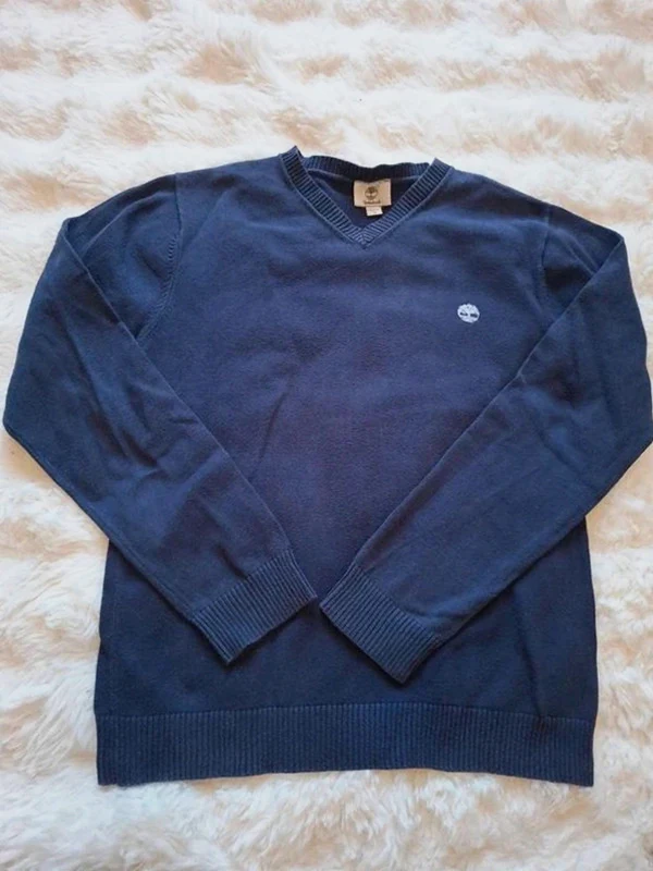 Pull léger Col V Timberland Bleu Marine 14 Ans / 162 cm (Xs)