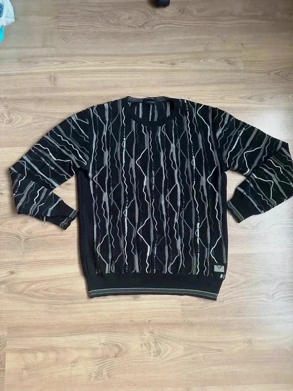 Carlo Colucci Pullover Schwarz Grau Vintage Strick L