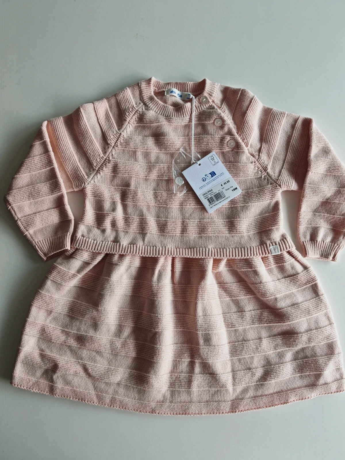 Robe Absorba en maille rose – Neuve – 18 mois