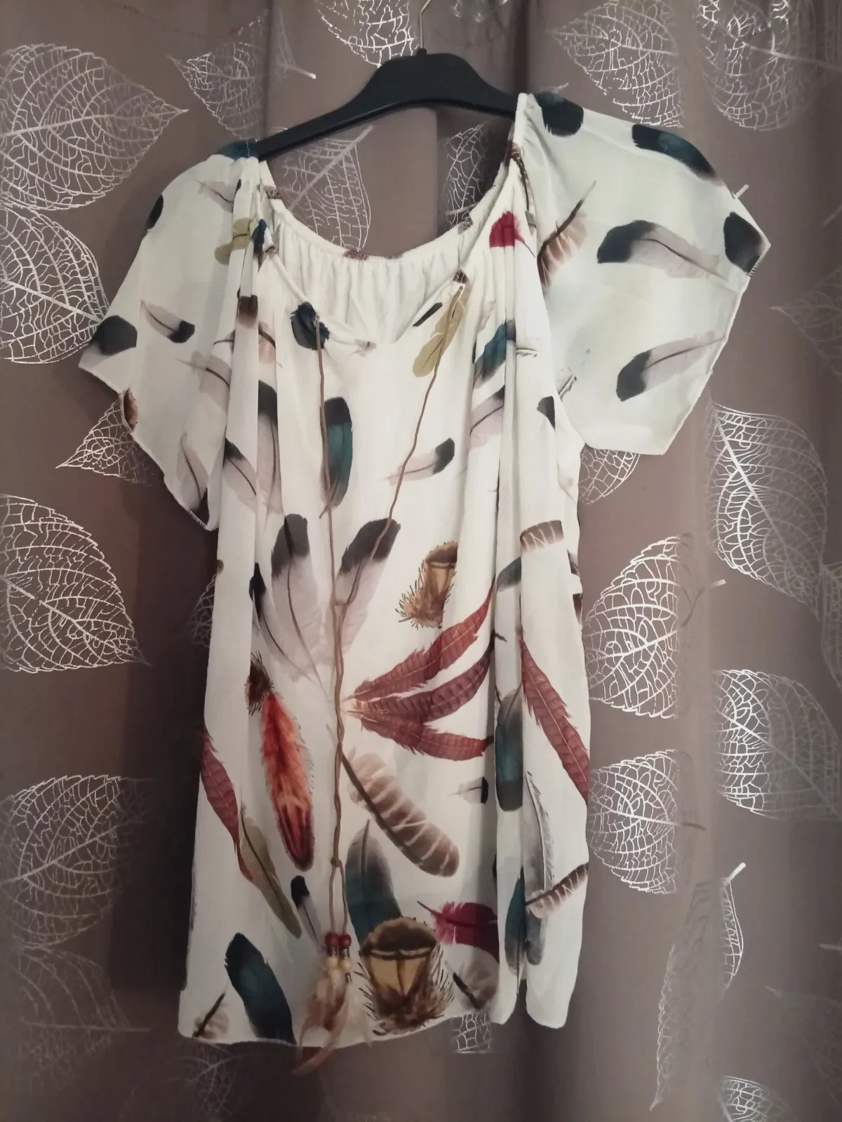 Tunique fluide à motifs plumes
