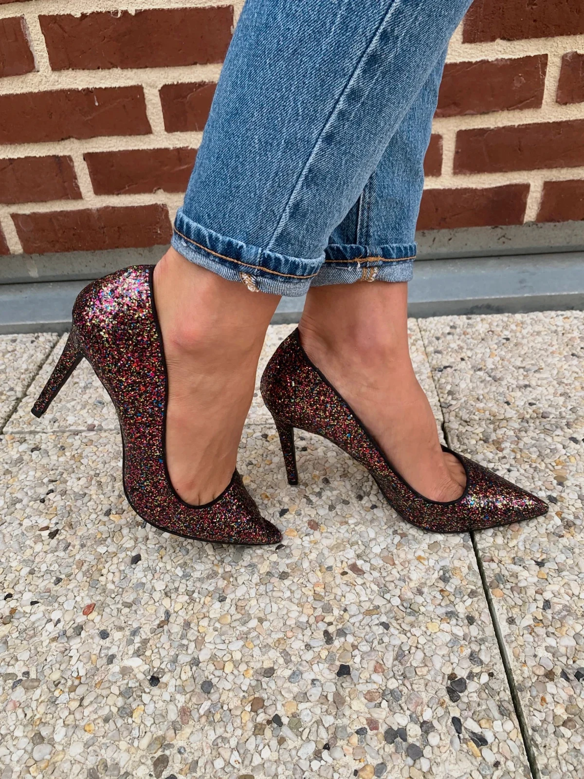 Escarpins ERAM pailletés multicolores – T.41 – talons hauts