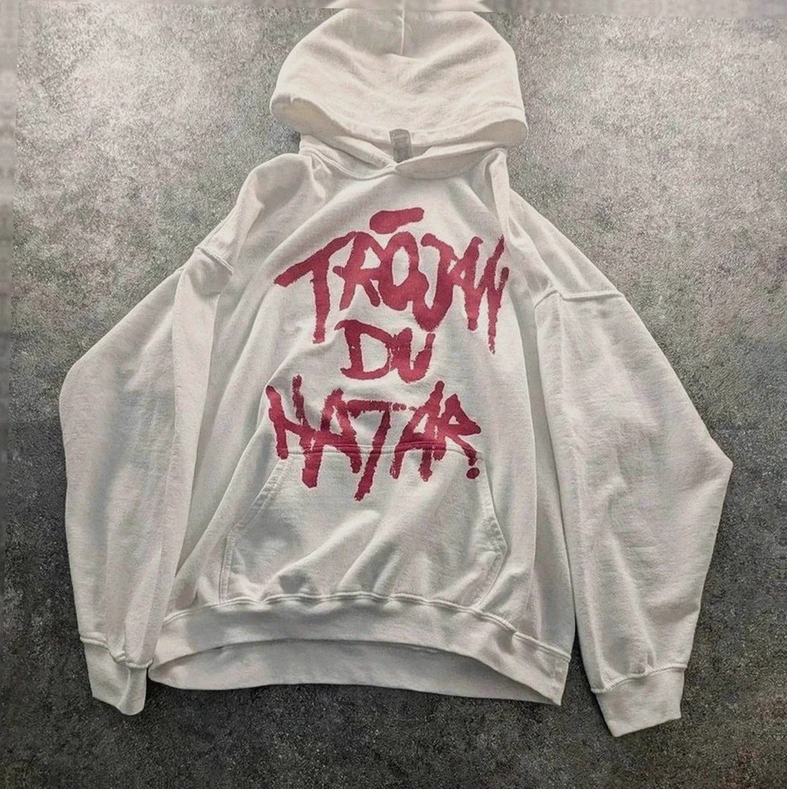 hoodie blanc graphic print streetwear hardrock métal gildan heavy blend taille xl