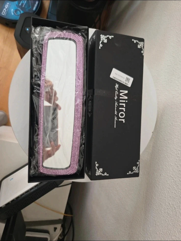 Espejo retrovisor coche con brillantes rosas NUEVO!