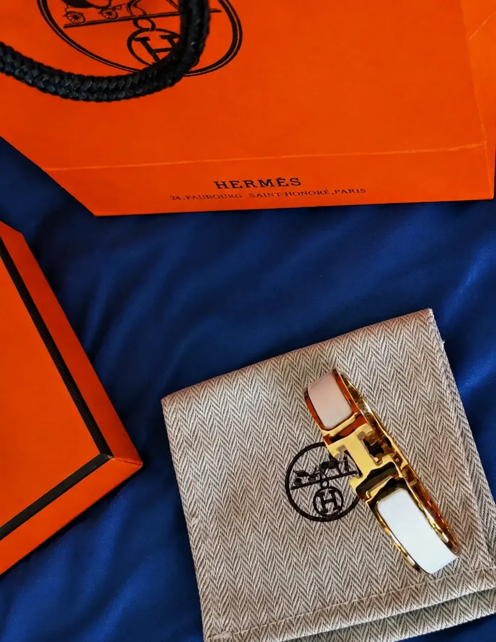 Bracelet Hermès Clic-Clac email or blanc – Hermès – blanc et or – taille Taille unique 5