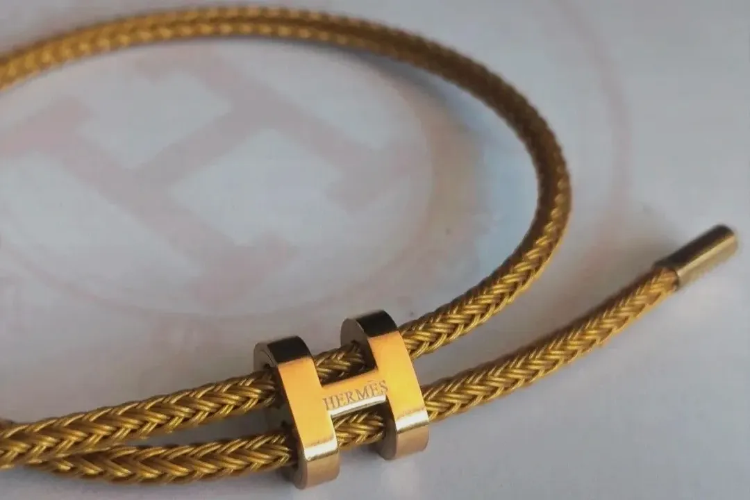 Bracelet jonc tressé doré fermoir H – Hermès – doré – taille S 2