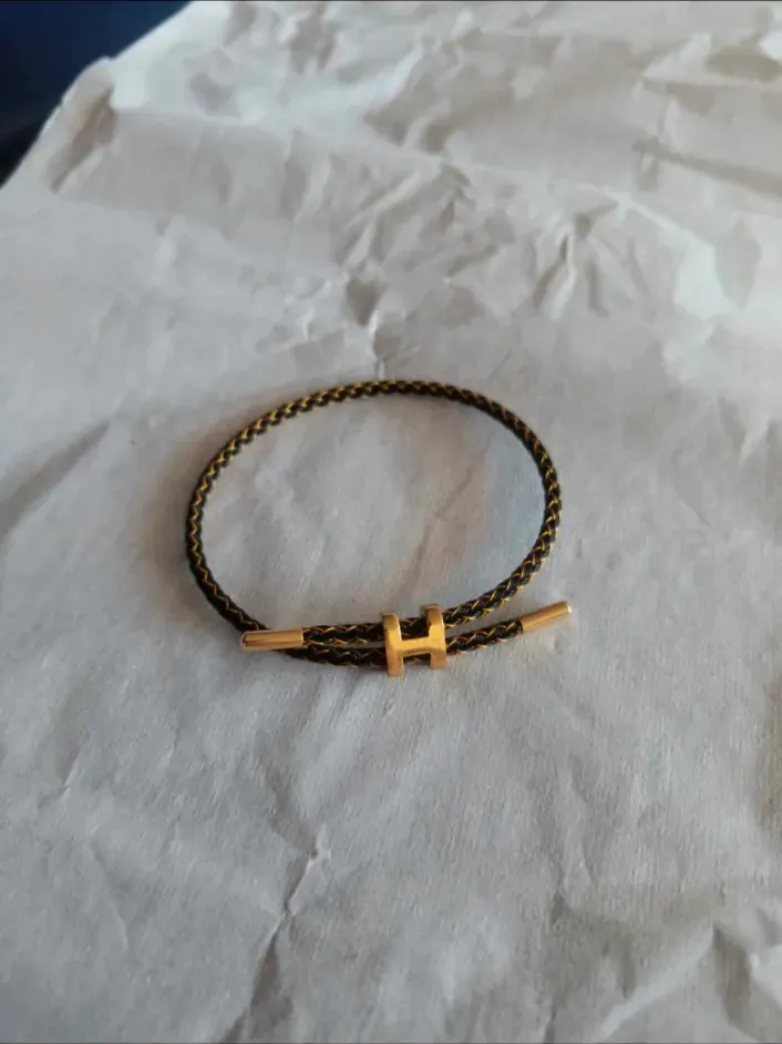 Bracelet tressé cuir doré – Hermès – marron – taille S 3