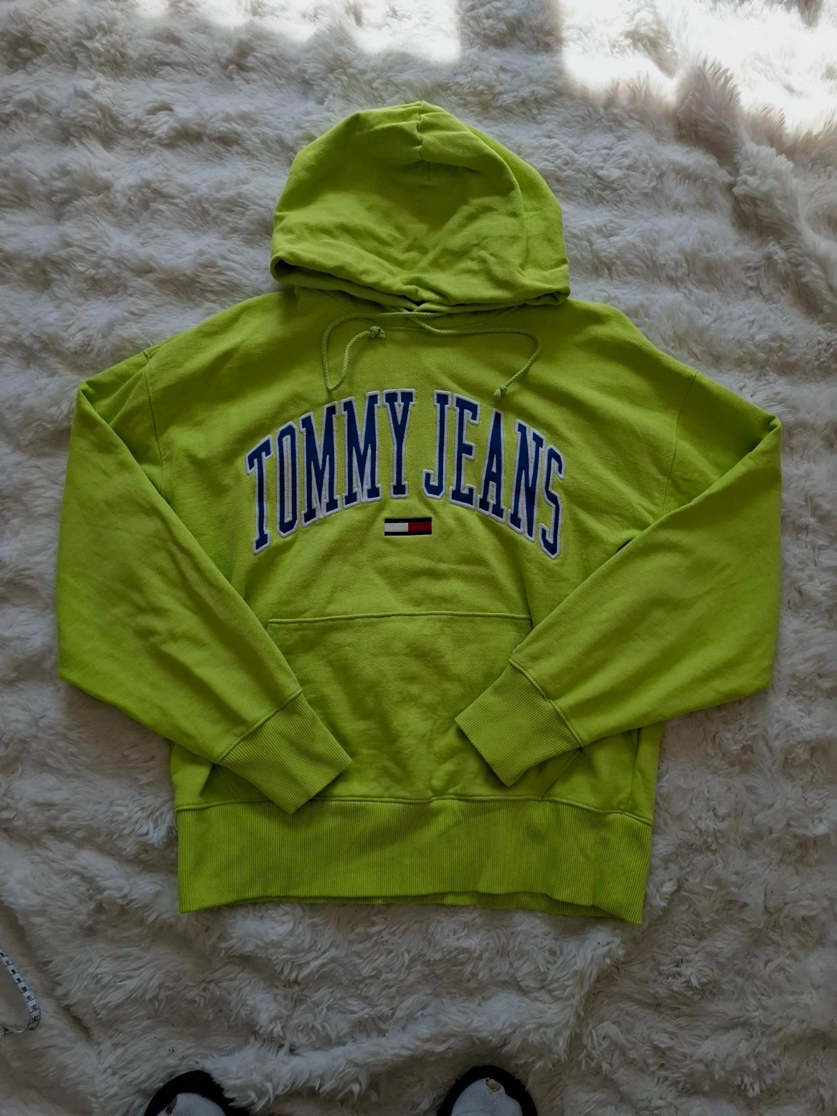 Sweat à Capuche / Hoodie Vert Fluo "Tommy Jeans" Grand Logo Brodé T.L
