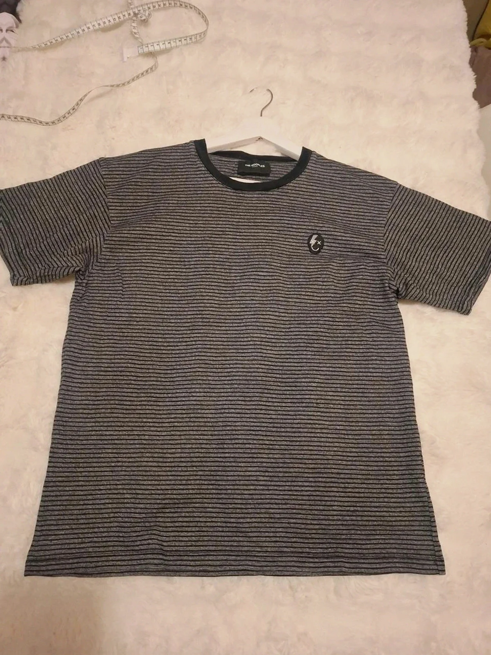T-shirt Gris Chiné / Rayé The Kooples - Écusson Tête de Mort - Taille M