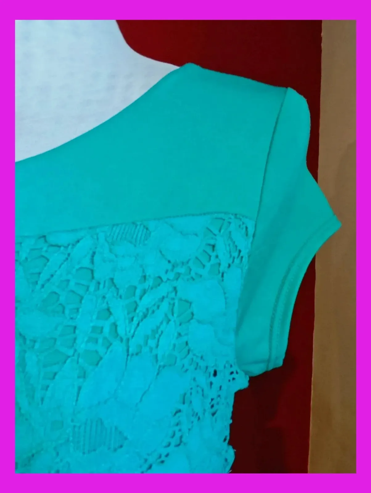 🌺 Vestido de blonda elástica verde talla L – Mit Mat Mama – taille L / 40 / 12 4
