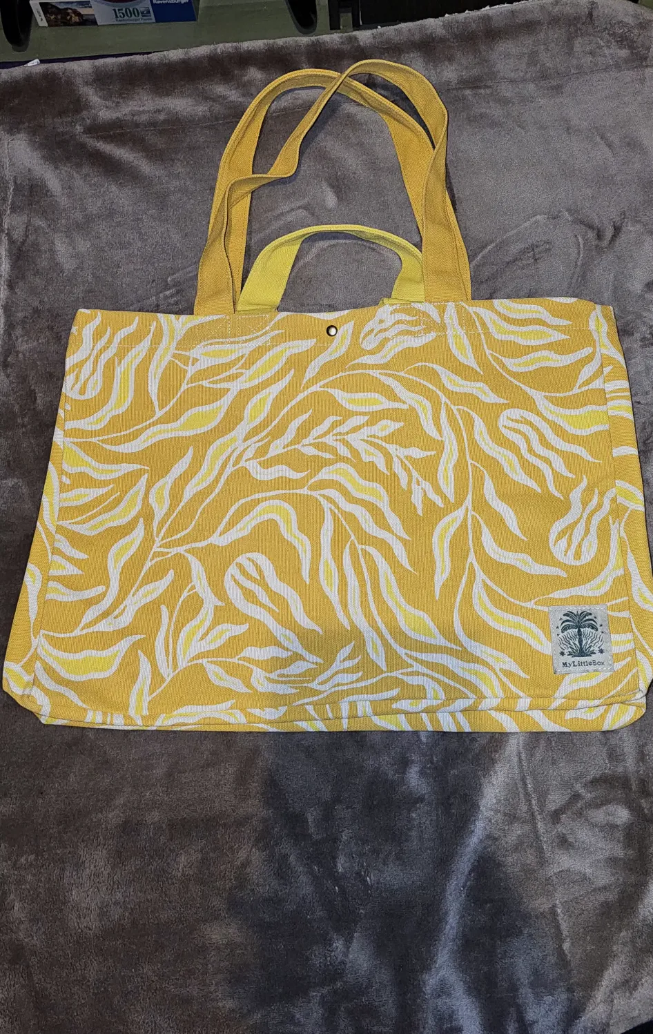 Grand sac de plage My Little Box jaune – Cabas été 45 cm – Neuf – My Little Box – jaune et blanc 2