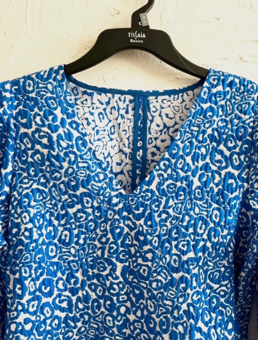 Robe bleue motifs fleuris manches longues – jolie – bleu – taille S 3