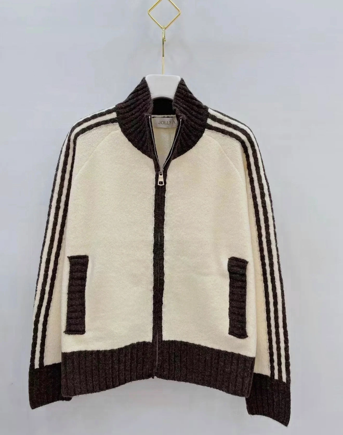 Gilet zippé en maille bicolore – Jollya – taille Taille unique