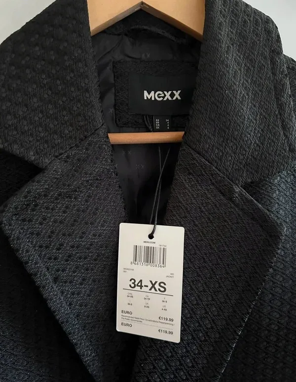 Blazer MEXX XS noir oversize court texturé neuf avec étiquette – Mexx – taille XS / 34 / 6 4