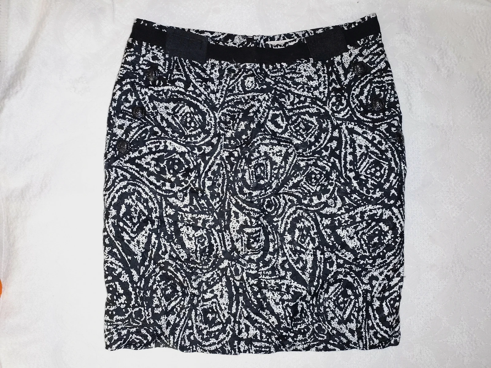 Purificación García Black & White Printed Pencil Skirt Size 38
