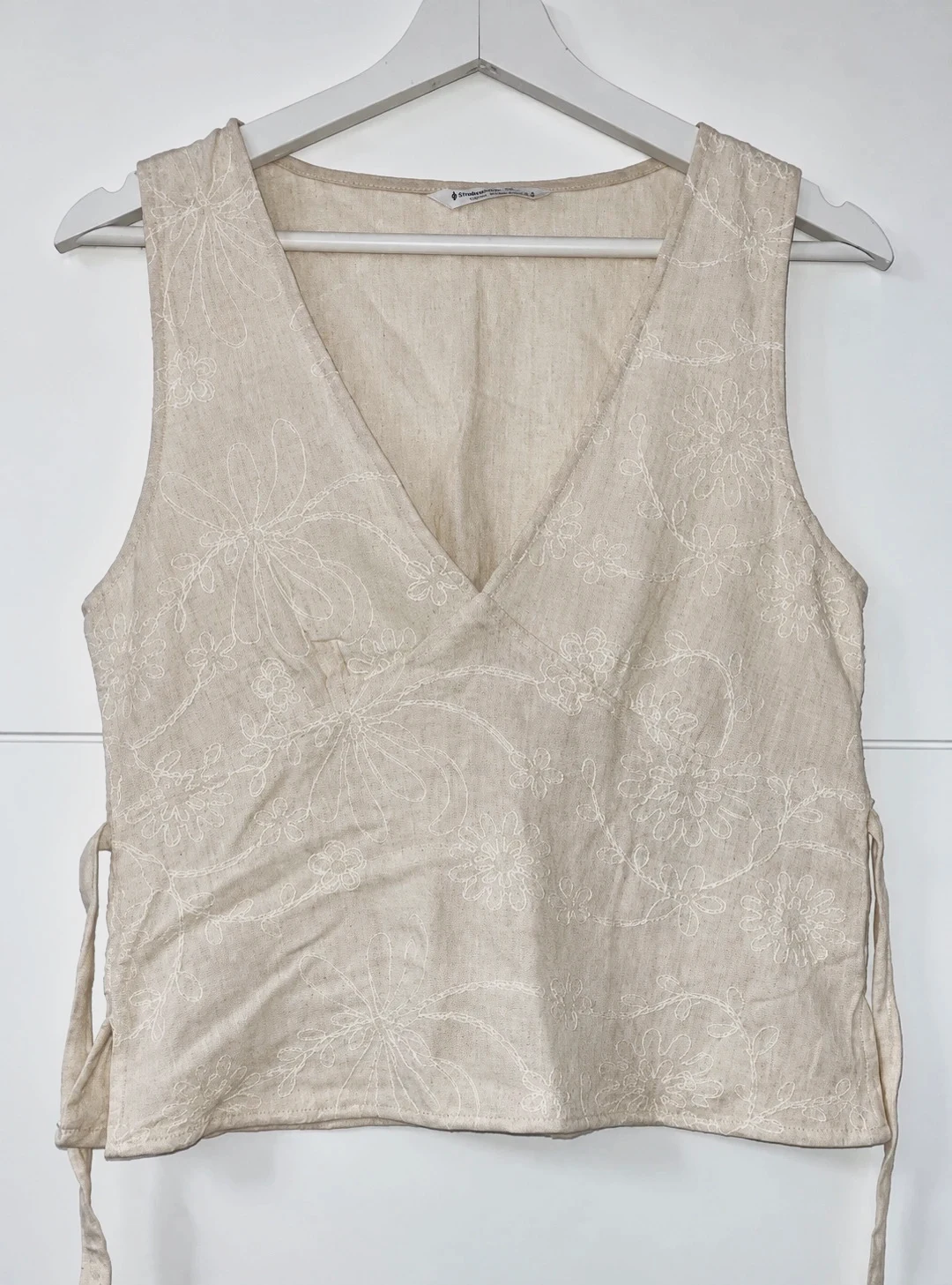 Top de lino color crema elegante nuevo – Stradivarius – taille S / 36 / 8