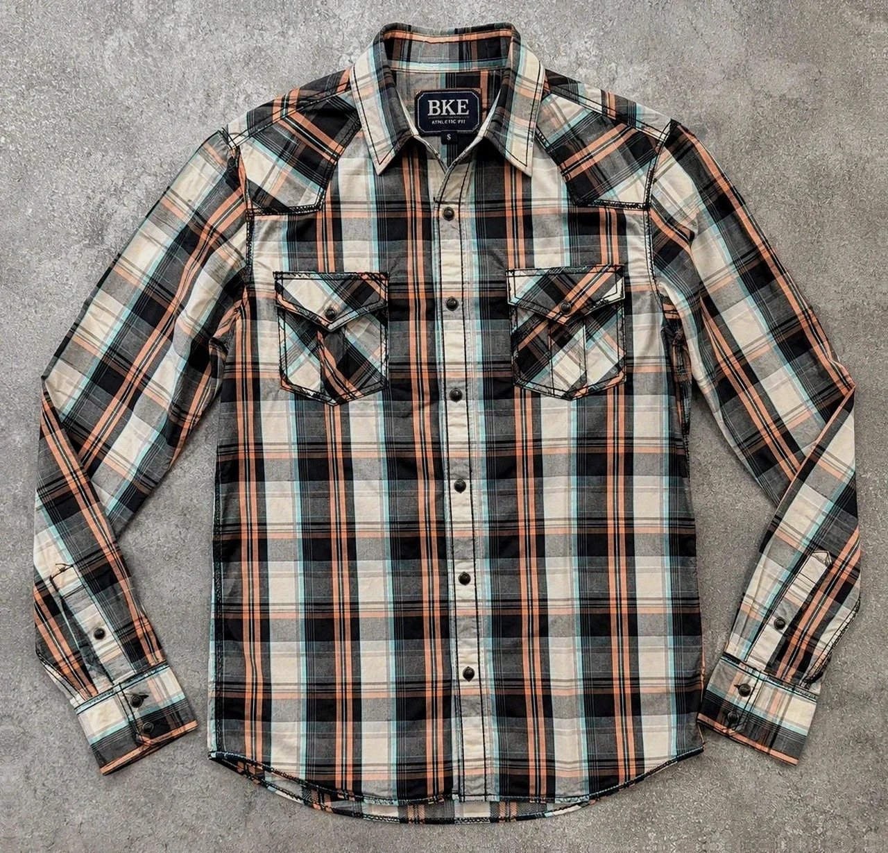 Chemise à carreaux Bke Athletic Fit multicolore western Americana S