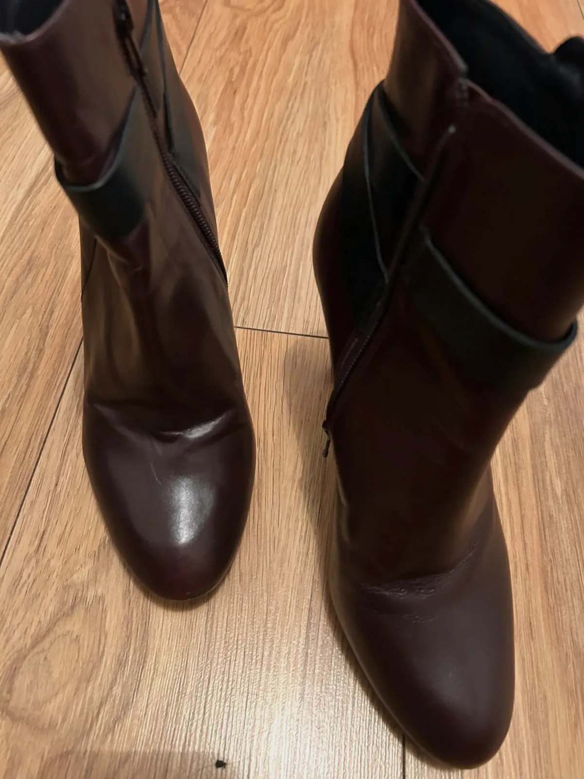Bottines Minelli 39 cuir marron bordeaux talon haut boucle – Minelli – taille 39 3