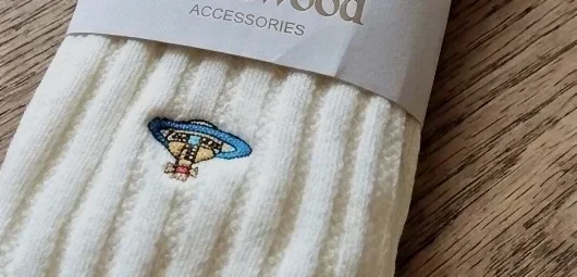 Cream Ribbed Socks with Embroidered Logo