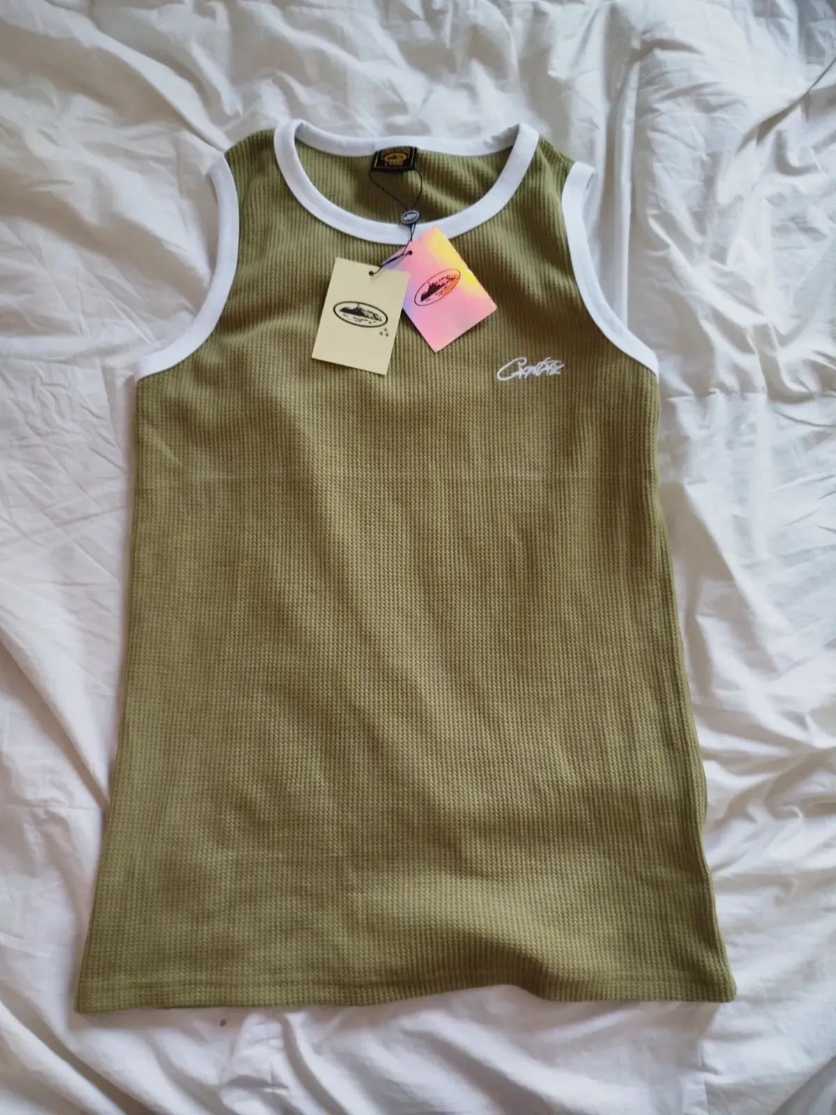 Ribbed Tank Top Olive Green White – Stüssy – taille S 3