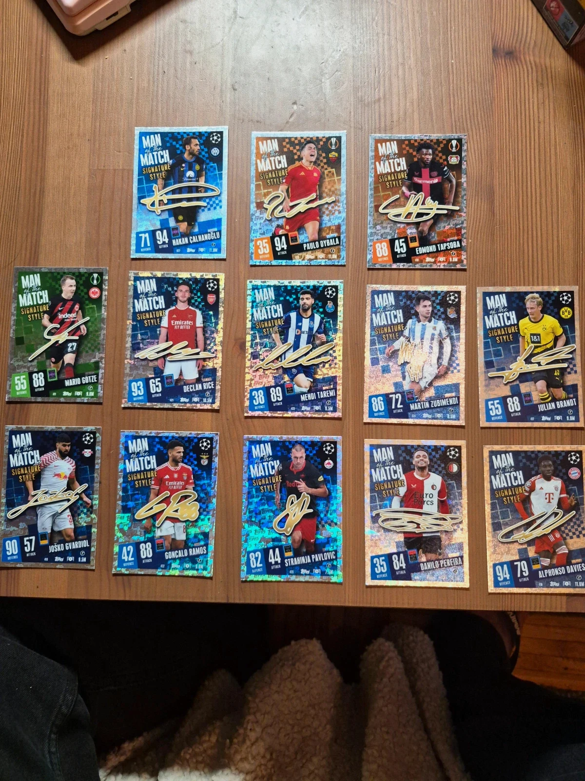 Lot de 13 cartes man of match signature style 23/24